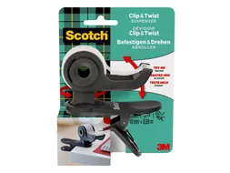 Plakbandhouder Scotch Clip C19 donkergrijs + 1 rol magic tape 19mmx8.8