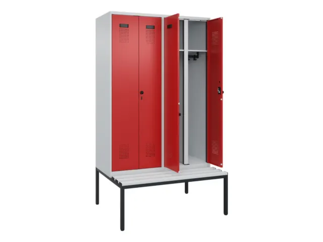 locker met bank,voor scheiding van kleding,HxBxD 2120x1200x815mm,4vak