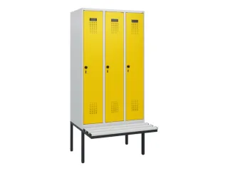 locker met bank,HxBxD 1950x900x815mm,3vak,vak B 300mm,draaigrendel - 2