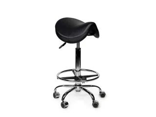 Zadelkruk Office Premium standaard met voetring harde wielen zw - 4