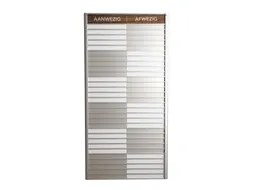 Menoor In-Uit bord 30 namen Aluminium Aanwezig/Afwezig donker Houtlook