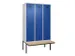 locker met bank,voor scheiding van kleding,HxBxD 2120x1200x815mm,3vak