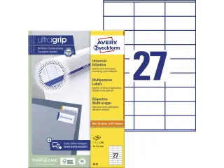 etiket Avery ILK 70x32mm 100 vel 27 etiketten per vel wit - 1