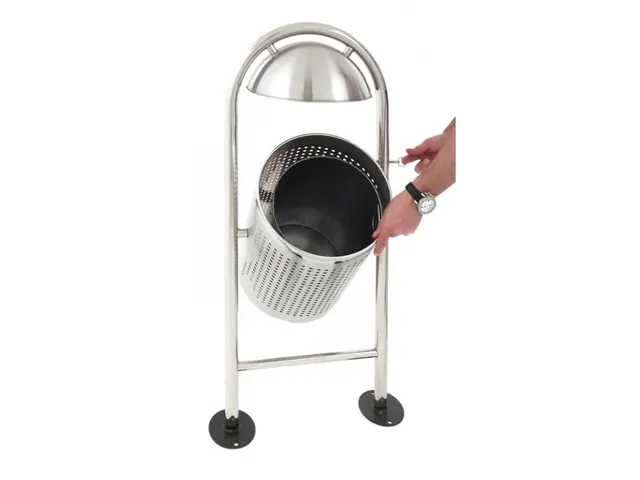 Ronde buitenafvalbak met regendak 27 Liter RVS