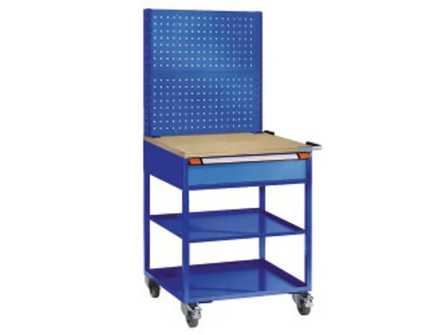 Établi Mobile,Force 400Kg,Bleu Pigeon/Bleu Ciel,1 Plaque Perforée