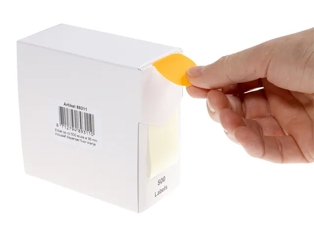 Etiket Rillprint 35mm 500st op rol fluor oranje