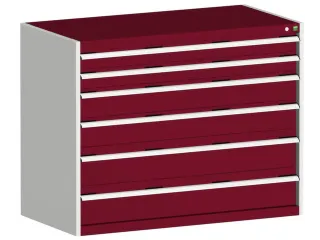 ladekast HxBxD 1000x1300x650mm 6laden romp RAL7035 front RAL3004 - 1