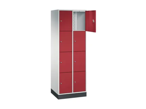 lockerkast,RAL 7035/RAL 3003,HxBxD 1950x620x500mm,2x4vakken,cil.-slot