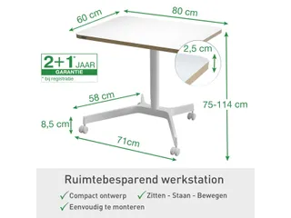 Leitz Ergo Zit-Sta bureau Mobiel 80x60cm klein - 17