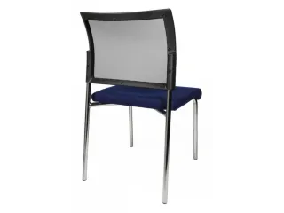 Bezoekersstoel Blauw Stof Zitting Rugleuning Netbekleding Zwart - 3