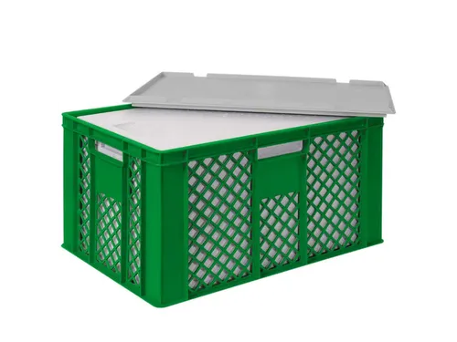 Euronorm-stapelbak,m. isoleerbox,HxLxB 320x600x400mm,63/35l,HDPE,groen