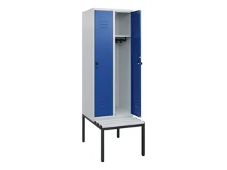 locker met bank,HxBxD 1950x600x815mm,2vak,vak B 300mm,draaigrendel - 2