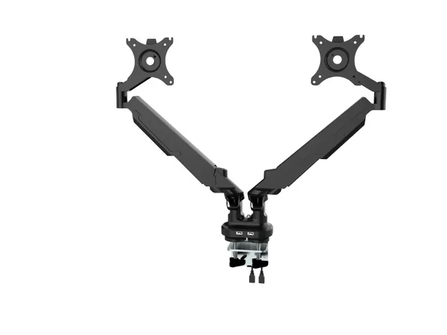 Dubbele Monitorarm Zwart Incl. USB Poorten