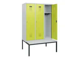 locker met bank,HxBxD 1950x1200x815mm,3vak,vak B 400mm,cilinderslot