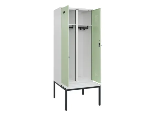 locker met bank,voor scheiding van kleding,HxBxD 2120x800x815mm,2vak
