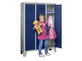 lockerkast v. kinderen,HxBxD 1300x780x300mm,3vak,RAL7035,front RAL5010 - 2