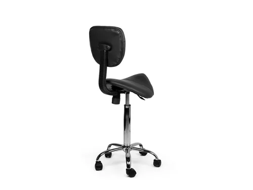 Zadelkruk Office rugleuning medium harde wielen zwart