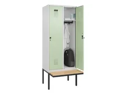 locker met bank,HxBxD 2120x800x815mm,2vak,vak B 400mm,draaigrendel