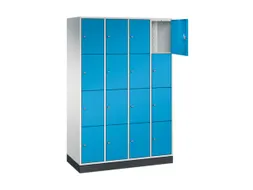 lockerkast,RAL 7035/RAL 5012,HxBxD 1950x1220x500mm,4x4vakken,cil.-slot