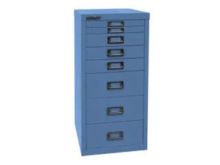 kantoor-ladekast HxBxD 590x279x380mm 8 laden romp + front blauw staal - 1