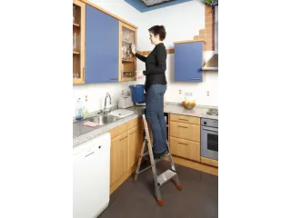 trapladder,eenzijdig,2 XXL treden,balk L 1m,aluminium - 5