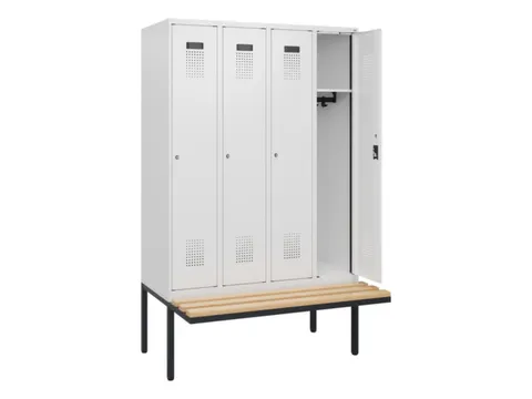locker met bank,HxBxD 1950x1200x815mm,4vak,vak B 300mm,cilinderslot