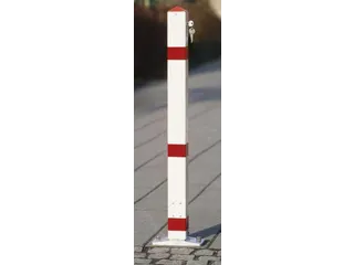 Afzetpaal Vierkant 70x70m Omklapbaar Cilinderslot Spitse Kop Wit/Rood - 2