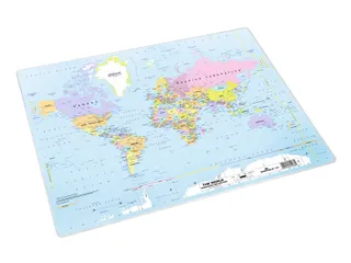 Schrijfonderlegger 500x380 mm met wereldkaart PP transparant - 2