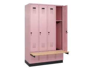 locker met bank,HxBxD 1950x1200x815mm,4vak,vak B 300mm,draaigrendel - 1
