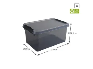 Comfort Line opbergbox 6L transparant grijs - 30x20x14,5cm - 2