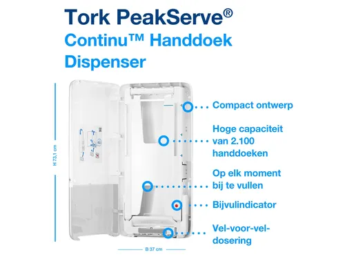 Tork 552500 H5 Elevation PeakServe Continu Handdoek Dispenser Wit