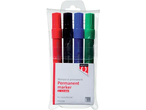 Quantore Permanent marker rond 1-1.5mm assorti, etui 4 stuks