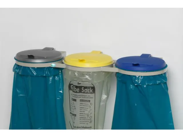 Support sacs de tri sélectif 120l triples roulettes couvercle jaune/b
