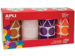 stickers XL 4 rollen in 4 kleuren en 4 vormen