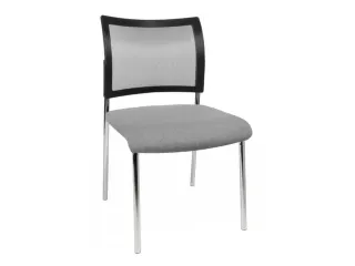 Bezoekersstoel Zitting Lichtgrijs Stof Rug Netbekleding Zwart - 2