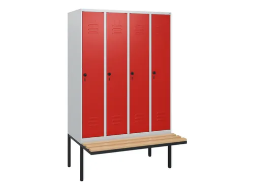 locker met bank,HxBxD 1950x1200x815mm,4vak,vak B 300mm,draaigrendel