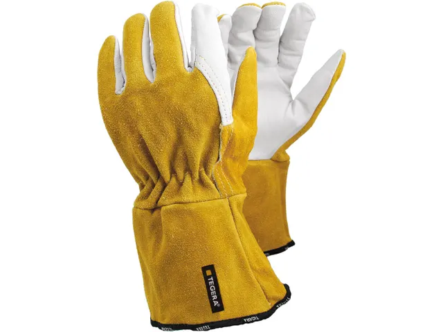 Tegera 118A lederen lashandschoenen, geel/wit, maat 12, per 12 paar