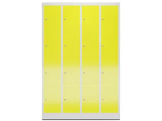 Lockerkast 1800x1185x500mm 4x4 vakken cilinderslot, sokkel, RAL1018 - 2