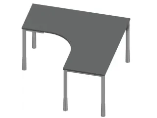 In hoogte verstelbaar bureau in vrije vorm,MS-donkergrijs - 2