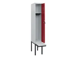 locker met bank,HxBxD 1950x300x815mm,1vak,vak B 300mm,draaigrendel