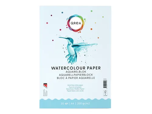 Aquarelblok Qrea A4 20vel 200gr gelijmd