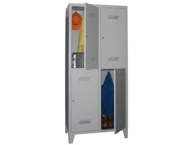 dubbeldekse locker,HxBxD 1850x800x500mm,2x2vak.,RAL7035,front RAL5010