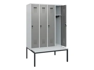 locker met bank,HxBxD 1950x1200x815mm,4vak,vak B 300mm,draaigrendel - 1
