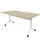 klaptafel,HxBxD 750x1600x800mm,hoekig,T-voet wit,ovale buis,blad eiken