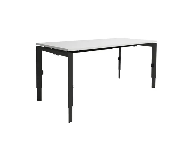 Bureau Linesto N4 hoogte instelbaar 180x80cm blad Krijtwit, poot Zwart
