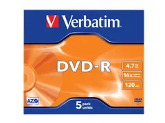 DVD-R matzilver 4.7GB 16x 5 Stuks