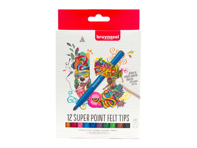 Kleurstift Bruynzeel Teens Super Point set à 12 kleuren