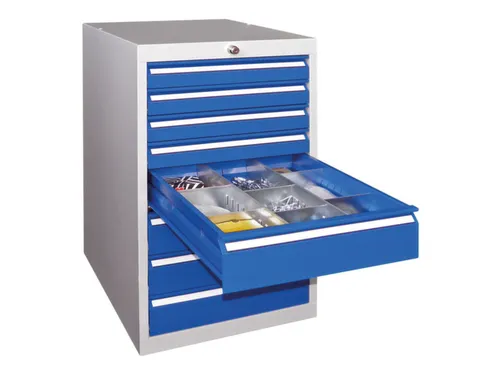 ladekast 800x500x600mm 8laden cilinderslot RAL7035 front RAL5010