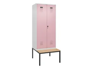 PBM-locker met bank,HxBxD 2120x800x815mm,2vak,vak B 400mm,draaigrendel - 2