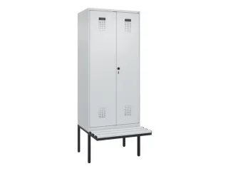 PBM-locker met bank,HxBxD 2120x800x815mm,2vak,vak B 400mm,draaigrendel - 2